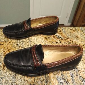 Allen Edmonds Newcomb Black Brown Leather Slip On Loafers Shoes Men's Sz 9.5 D